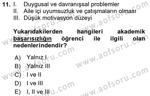 Çocuk ve Ergen Bakımı Dersi 2018 - 2019 Yılı (Final) Dönem Sonu Sınav Soruları 11. Soru