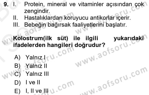 Çocuk ve Ergen Bakımı Dersi 2018 - 2019 Yılı (Final) Dönem Sonu Sınav Soruları 9. Soru