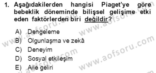 Çocuk ve Ergen Bakımı Dersi 2020 - 2021 Yılı Yaz Okulu Sınav Soruları 1. Soru
