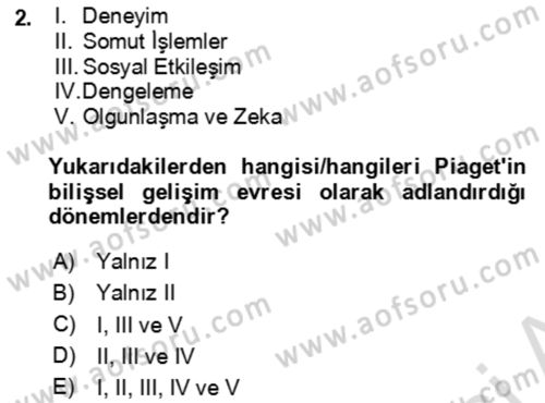 Çocuk ve Ergen Bakımı Dersi 2021 - 2022 Yılı (Vize) Ara Sınav Soruları 2. Soru
