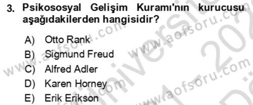 Çocuk ve Ergen Bakımı Dersi 2021 - 2022 Yılı (Vize) Ara Sınav Soruları 3. Soru