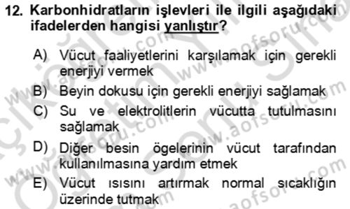 Çocuk ve Ergen Bakımı Dersi 2021 - 2022 Yılı (Final) Dönem Sonu Sınav Soruları 12. Soru