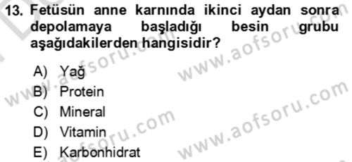 Çocuk ve Ergen Bakımı Dersi 2021 - 2022 Yılı (Final) Dönem Sonu Sınav Soruları 13. Soru