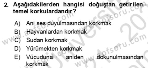 Çocuk ve Ergen Bakımı Dersi 2021 - 2022 Yılı (Final) Dönem Sonu Sınav Soruları 2. Soru