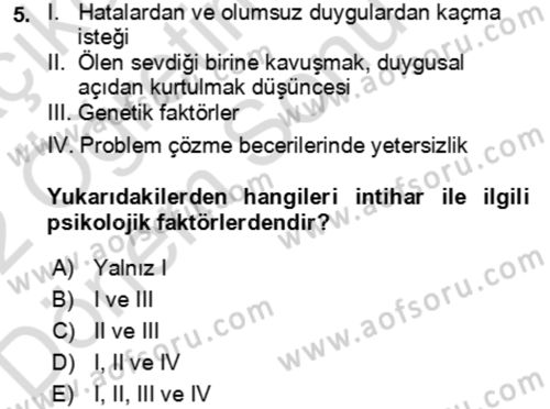 Çocuk ve Ergen Bakımı Dersi 2021 - 2022 Yılı (Final) Dönem Sonu Sınav Soruları 5. Soru