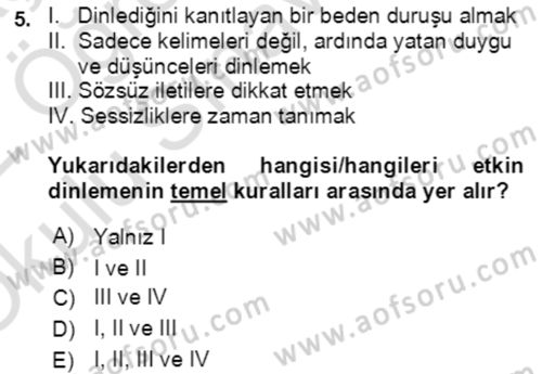 Çocuk ve Ergen Bakımı Dersi 2021 - 2022 Yılı Yaz Okulu Sınav Soruları 5. Soru