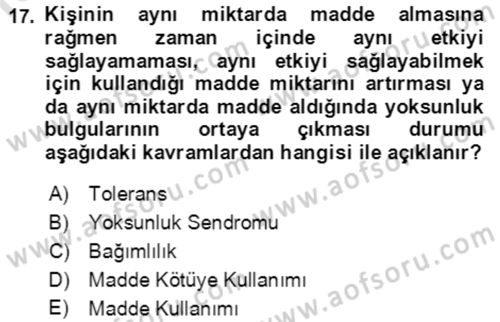 Çocuk ve Ergen Bakımı Dersi 2022 - 2023 Yılı Yaz Okulu Sınav Soruları 17. Soru