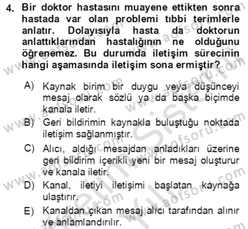 Çocuk ve Ergen Bakımı Dersi 2022 - 2023 Yılı Yaz Okulu Sınav Soruları 4. Soru