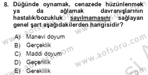Çocuk ve Ergen Bakımı Dersi 2022 - 2023 Yılı Yaz Okulu Sınav Soruları 8. Soru