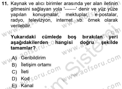 Çocuk ve Ergen Bakımı Dersi 2023 - 2024 Yılı (Vize) Ara Sınav Soruları 11. Soru
