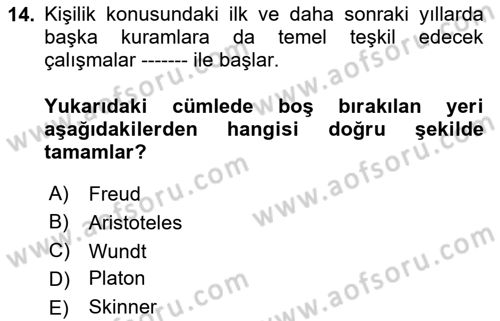 Çocuk ve Ergen Bakımı Dersi 2023 - 2024 Yılı (Vize) Ara Sınav Soruları 14. Soru