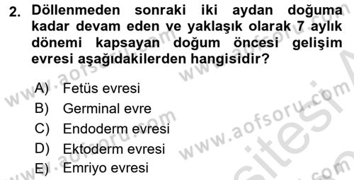 Çocuk ve Ergen Bakımı Dersi 2023 - 2024 Yılı (Vize) Ara Sınav Soruları 2. Soru