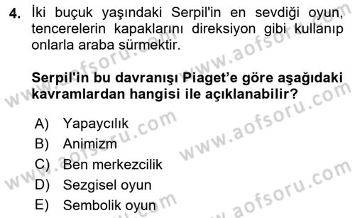 Çocuk ve Ergen Bakımı Dersi 2023 - 2024 Yılı (Vize) Ara Sınav Soruları 4. Soru