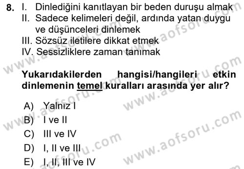 Çocuk ve Ergen Bakımı Dersi 2023 - 2024 Yılı (Vize) Ara Sınav Soruları 8. Soru