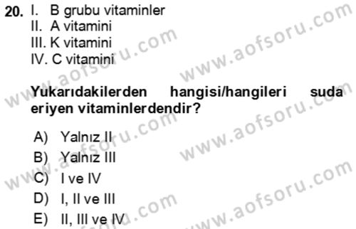Çocuk ve Ergen Bakımı Dersi 2023 - 2024 Yılı (Final) Dönem Sonu Sınav Soruları 20. Soru