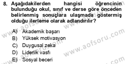 Çocuk ve Ergen Bakımı Dersi 2023 - 2024 Yılı (Final) Dönem Sonu Sınav Soruları 8. Soru