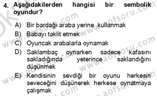 Çocuk ve Ergen Bakımı Dersi 2023 - 2024 Yılı Yaz Okulu Sınav Soruları 4. Soru