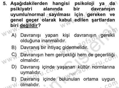 Çocuk ve Ergen Bakımı Dersi 2024 - 2025 Yılı (Final) Dönem Sonu Sınav Soruları 5. Soru