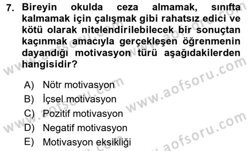 Çocuk ve Ergen Bakımı Dersi 2024 - 2025 Yılı (Final) Dönem Sonu Sınav Soruları 7. Soru