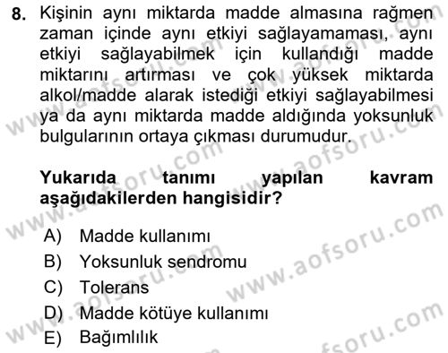 Çocuk ve Ergen Bakımı Dersi 2024 - 2025 Yılı (Final) Dönem Sonu Sınav Soruları 8. Soru