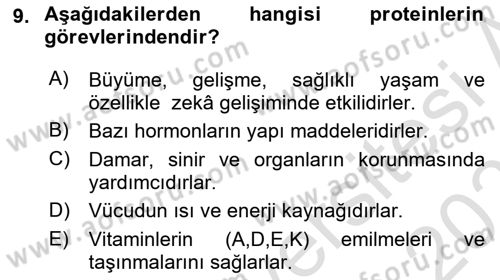Çocuk ve Ergen Bakımı Dersi 2024 - 2025 Yılı (Final) Dönem Sonu Sınav Soruları 9. Soru