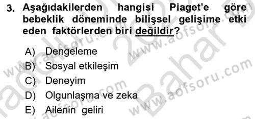 Çocuk ve Ergen Bakımı Dersi 2025 - 2026 Yılı (Vize) Ara Sınav Soruları 3. Soru