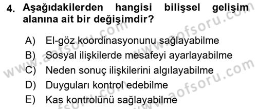 Çocuk ve Ergen Bakımı Dersi 2025 - 2026 Yılı (Vize) Ara Sınav Soruları 4. Soru