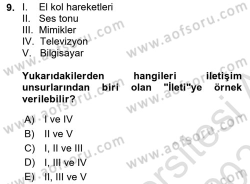 Çocuk ve Ergen Bakımı Dersi 2025 - 2026 Yılı (Vize) Ara Sınav Soruları 9. Soru
