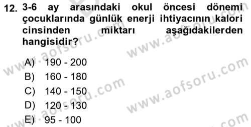 Çocuk ve Ergen Bakımı Dersi 2025 - 2026 Yılı (Final) Dönem Sonu Sınav Soruları 12. Soru
