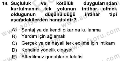 Çocuk ve Ergen Bakımı Dersi 2025 - 2026 Yılı (Final) Dönem Sonu Sınav Soruları 19. Soru
