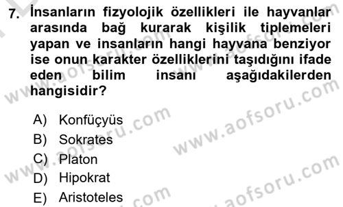 Çocuk ve Ergen Bakımı Dersi 2025 - 2026 Yılı (Final) Dönem Sonu Sınav Soruları 7. Soru