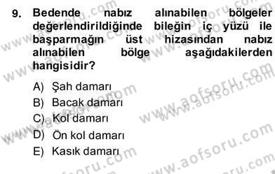 Ev Kazaları ve İlk Yardım Dersi 2013 - 2014 Yılı (Vize) Ara Sınav Soruları 9. Soru