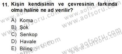 Ev Kazaları ve İlk Yardım Dersi 2014 - 2015 Yılı (Final) Dönem Sonu Sınav Soruları 11. Soru