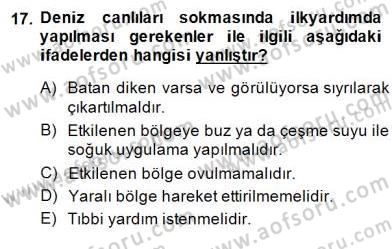 Ev Kazaları ve İlk Yardım Dersi 2014 - 2015 Yılı (Final) Dönem Sonu Sınav Soruları 17. Soru