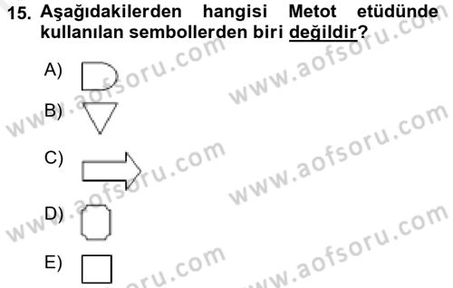 Verimlilik Yönetimi Dersi 2015 - 2016 Yılı (Vize) Ara Sınavı 15. Soru