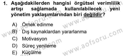 Verimlilik Yönetimi Dersi 2015 - 2016 Yılı (Final) Dönem Sonu Sınav Soruları 1. Soru