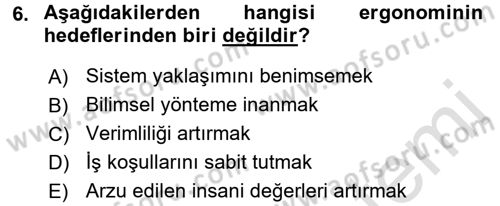 Verimlilik Yönetimi Dersi 2015 - 2016 Yılı (Final) Dönem Sonu Sınav Soruları 6. Soru
