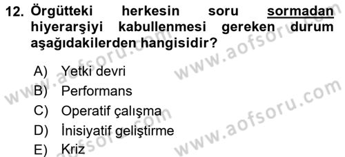 Verimlilik Yönetimi Dersi 2016 - 2017 Yılı 3 Ders Sınav Soruları 12. Soru