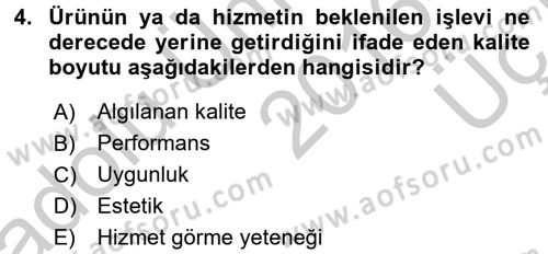 Verimlilik Yönetimi Dersi 2016 - 2017 Yılı 3 Ders Sınav Soruları 4. Soru