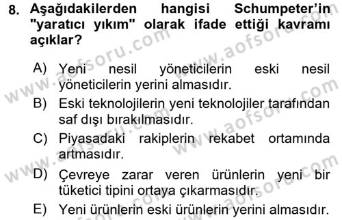 Verimlilik Yönetimi Dersi 2016 - 2017 Yılı (Vize) Ara Sınavı 8. Soru