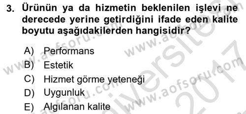 Verimlilik Yönetimi Dersi 2016 - 2017 Yılı (Final) Dönem Sonu Sınav Soruları 3. Soru