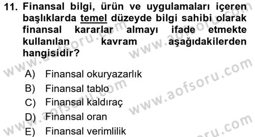 Verimlilik Yönetimi Dersi 2017 - 2018 Yılı 3 Ders Sınavı 11. Soru