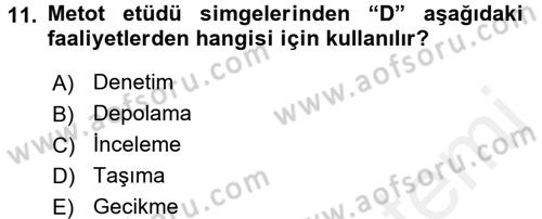 Verimlilik Yönetimi Dersi 2017 - 2018 Yılı (Vize) Ara Sınav Soruları 11. Soru