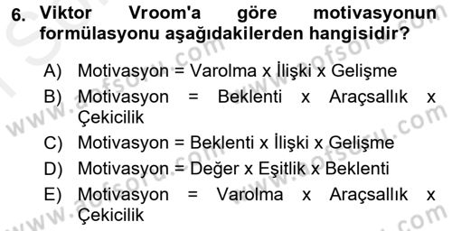 Verimlilik Yönetimi Dersi 2018 - 2019 Yılı (Final) Dönem Sonu Sınav Soruları 6. Soru