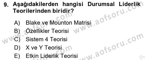Verimlilik Yönetimi Dersi 2018 - 2019 Yılı (Final) Dönem Sonu Sınav Soruları 9. Soru