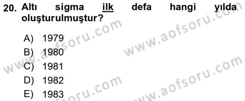 Verimlilik Yönetimi Dersi 2020 - 2021 Yılı Yaz Okulu Sınav Soruları 20. Soru