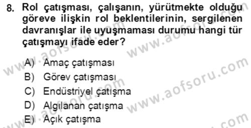 Verimlilik Yönetimi Dersi 2021 - 2022 Yılı (Final) Dönem Sonu Sınav Soruları 8. Soru