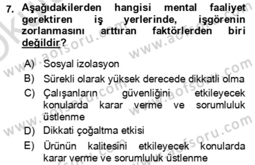 Verimlilik Yönetimi Dersi 2021 - 2022 Yılı Yaz Okulu Sınav Soruları 7. Soru