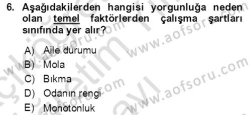 Verimlilik Yönetimi Dersi 2022 - 2023 Yılı Yaz Okulu Sınav Soruları 6. Soru