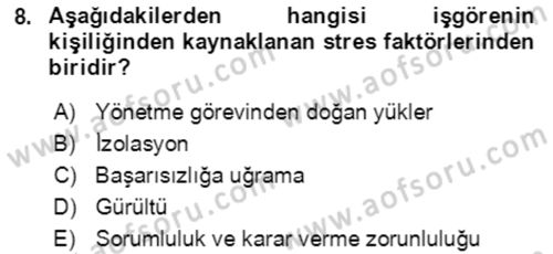 Verimlilik Yönetimi Dersi 2022 - 2023 Yılı Yaz Okulu Sınav Soruları 8. Soru